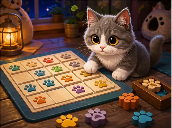 Pawprint Lounge Jigsaw cat-themed game artwork