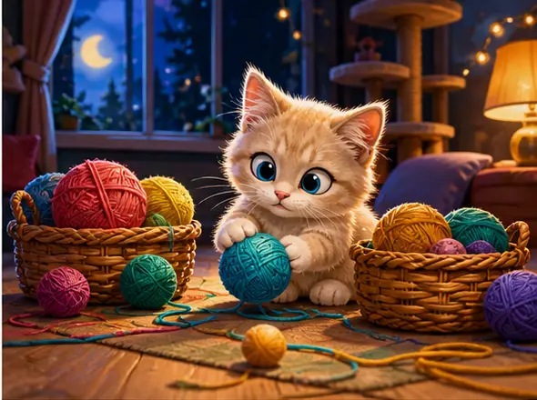 Yarn Basket Jigsaw cat-themed game artwork