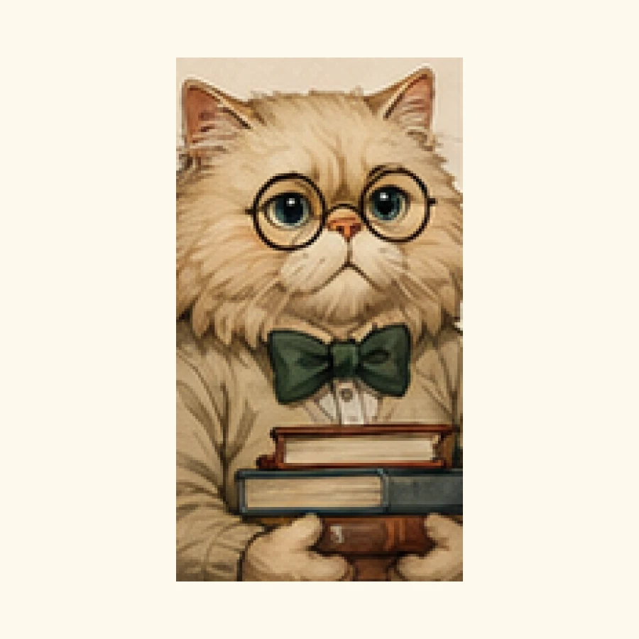 A supporting cozy-noir cat from The Velvet Claw, often tied to mystery clues and gentle comic tension.