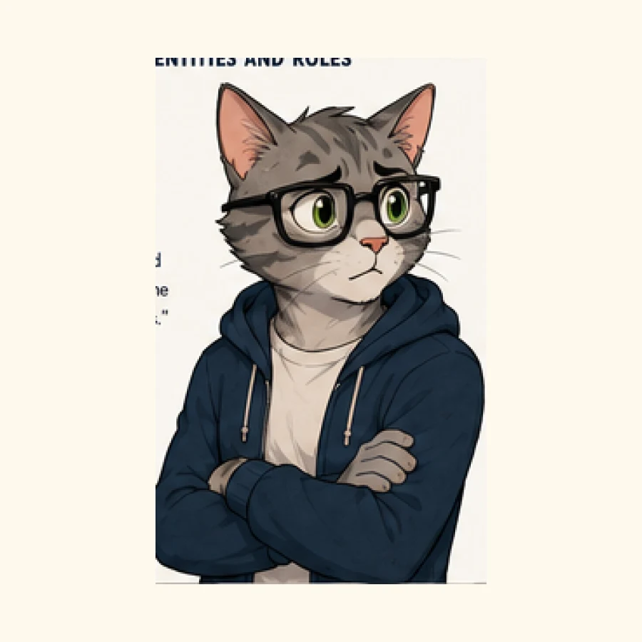 A warm apartment-cat character from Meowdern Love, built around relationship comedy and domestic routines.