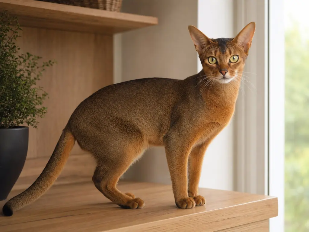 AI-generated ultra-realistic Abyssinian cat photo for the Aries horoscope breed match.