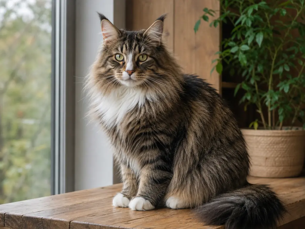 AI-generated ultra-realistic Norwegian Forest Cat photo for the Capricorn horoscope breed match.