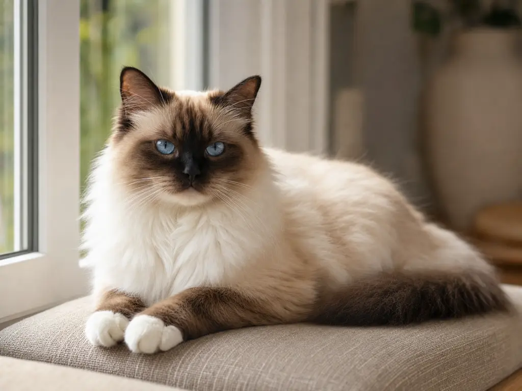 AI-generated ultra-realistic Birman cat photo for the Libra horoscope breed match.