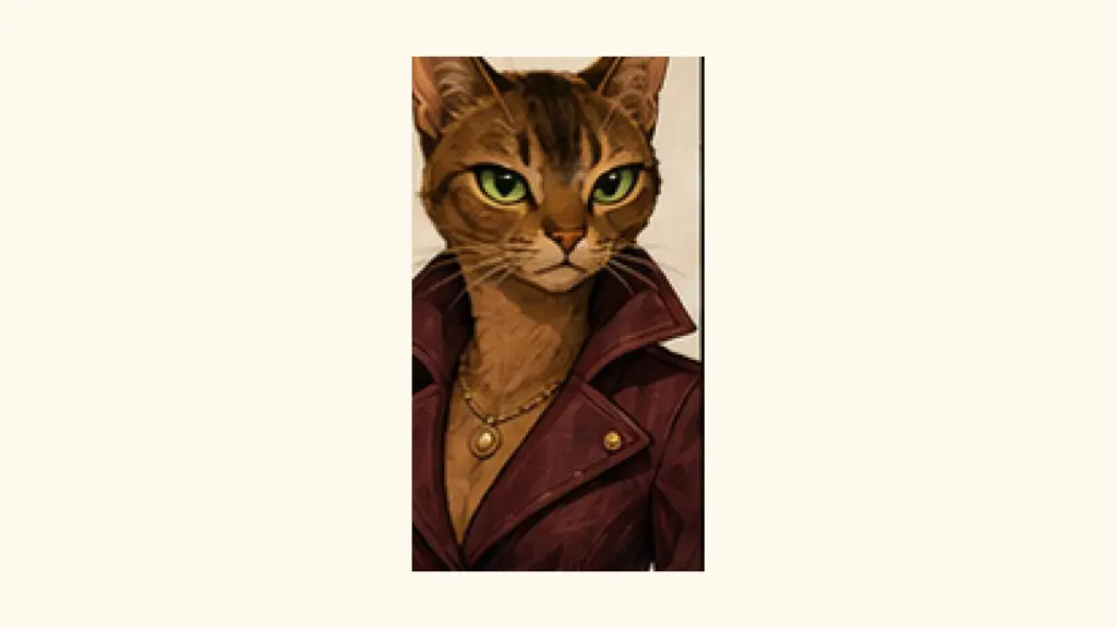 CatWorldly character reference portrait for Cleo.